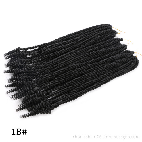 Wholesale 18'' 14'' Bug Ombre Dreadlocks Senegal Twist Spring Curly End Afro Synthetic Crochet Braiding Hair For Women Daily